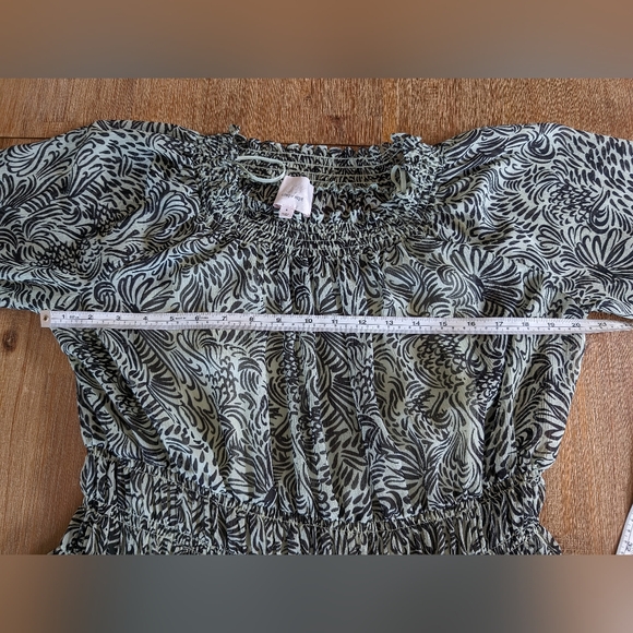 CINQ A SEPT Janelle long sleeve mini dress ruffly light green and black … - Picture 5 of 13